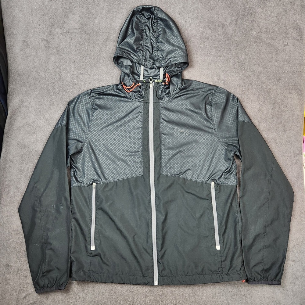 Under Armour Allseasongear Run Lightweight Hooded Jacket Mens‎ Large Black